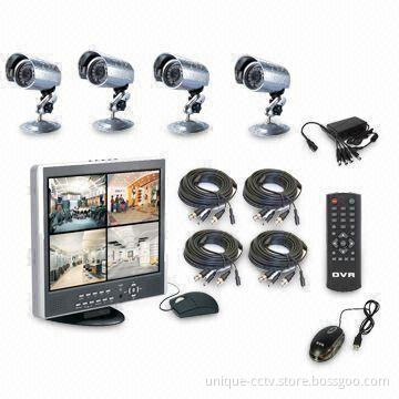 4-channel Video Vigilance LCD DVR Kit, Supports USB Mouse, Automatic Gain Control